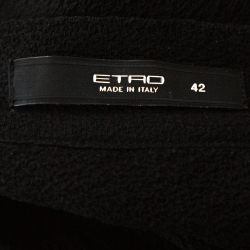 مملوكة مسبقًا Etro Black Crinkled Silk Bow Detail Sheer Blouse M