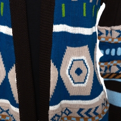 Pre Owned Etro Multicolor Geometric Jacquard Knit Open Front Cardigan S