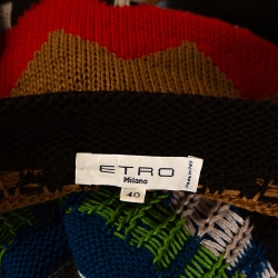 Pre Owned Etro Multicolor Geometric Jacquard Knit Open Front Cardigan S