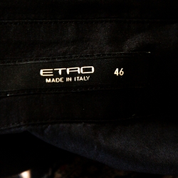 Pre Owned Etro Black & Beige Paisley Printed Stretch Cotton Button Front Shirt L