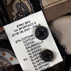 Pre Owned Etro Black & Beige Paisley Printed Stretch Cotton Button Front Shirt L