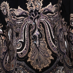 Pre Owned Etro Black & Beige Paisley Printed Stretch Cotton Button Front Shirt L