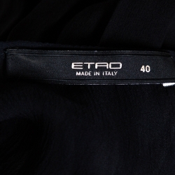 Pre Owned بلوزة شفافة إيترو شيفون حرير أسود مقاس صغير (سمول)