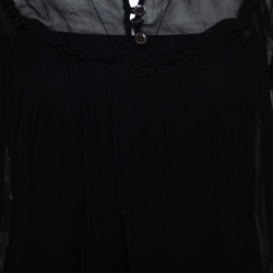 Pre Owned بلوزة شفافة إيترو شيفون حرير أسود مقاس صغير (سمول)