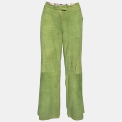 Pre Owned Etro Green Suede Flared Trousers M