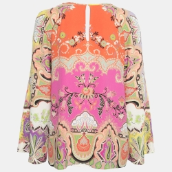 Pre Owned Etro Multicolor Paisley Printed Silk Long Sleeve Top M