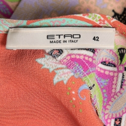Pre Owned Etro Multicolor Paisley Printed Silk Long Sleeve Top M