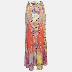 Pre Owned Etro Multicolor Paisley Printed Silk Maxi Skirt M
