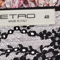 Pre Owned Etro Black Floral Printed Cotton and Lace Wrap Maxi Dress L