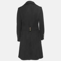 Pre Owned Etro Black Wool Double Breasted Coat M