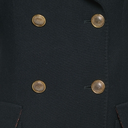 Pre Owned Etro Black Wool Double Breasted Coat M