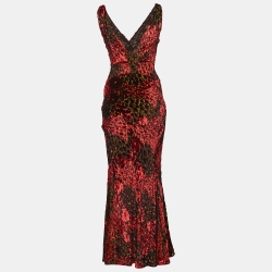 Pre Owned Etro Multicolor Velvet Patterned Silk Blend Maxi Dress S
