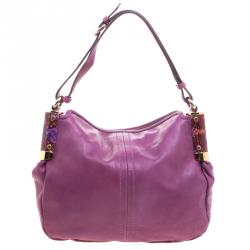 Pre Owned Etro Purple Leather Python Detail hobo