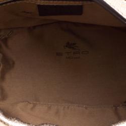 Pre Owned Etro Metallic Gold Paisley Embossed Leather Bucket Bag
