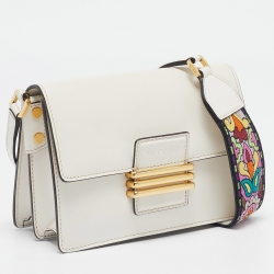 Pre Owned Etro Off White Leather Fold-Over Crossbody Bag