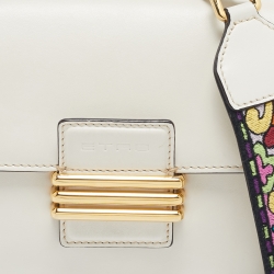 Pre Owned Etro Off White Leather Fold-Over Crossbody Bag