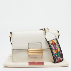 Pre Owned Etro Off White Leather Fold-Over Crossbody Bag