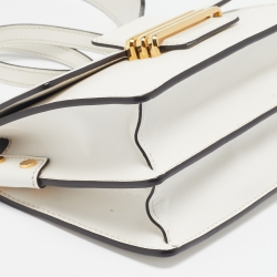 Pre Owned Etro Off White Leather Fold-Over Crossbody Bag