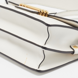 Pre Owned Etro Off White Leather Fold-Over Crossbody Bag