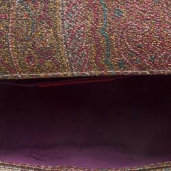 Pre Owned Etro Brown Paisley Printed Leather Crossbody Bag