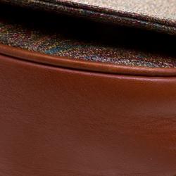 Pre Owned Etro Brown Paisley Printed Leather Crossbody Bag