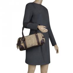 Pre Owned Etro Beige Paisley Printed Fabric Bowling Bag