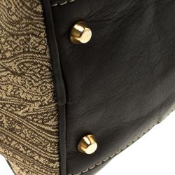 Pre Owned Etro Beige Paisley Printed Fabric Bowling Bag