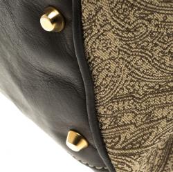 Pre Owned Etro Beige Paisley Printed Fabric Bowling Bag