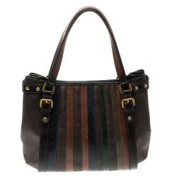 Pre Owned Etro Multicolor Paisley Printed and Lizard Embossed Leather Tote