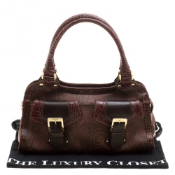 Pre Owned Etro Paisley Print Canvas and Leather Trim Satchel