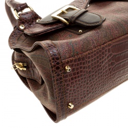 Pre Owned Etro Paisley Print Canvas and Leather Trim Satchel