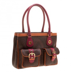 Pre Owned Etro Brown Multicolor Paisley Caoted Canvas Double Pocket Tote