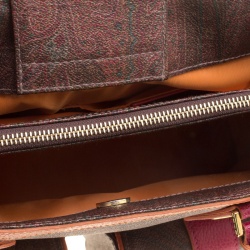 Pre Owned Etro Brown Multicolor Paisley Caoted Canvas Double Pocket Tote