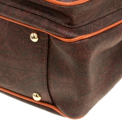 Pre Owned Etro Brown Multicolor Paisley Caoted Canvas Double Pocket Tote