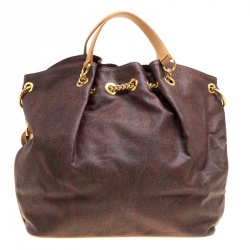 Pre Owned Etro Paisley Printed Coated Canvas Shoulder Bag