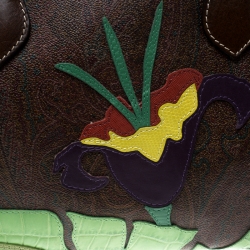 Pre Owned Etro Brown/Multicolor Paisley Printed Coated Canvas Embroidered Boston Bag