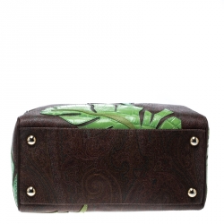 Pre Owned Etro Brown/Multicolor Paisley Printed Coated Canvas Embroidered Boston Bag