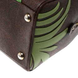 Pre Owned Etro Brown/Multicolor Paisley Printed Coated Canvas Embroidered Boston Bag