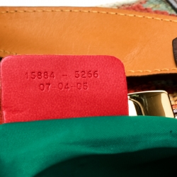 Etro Multicolor Fabric and Ostrich Embossed Leather Frame Satchel