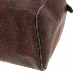 Pre Owned Etro Brown Paisley Printed Coated Canvas Boston Bag