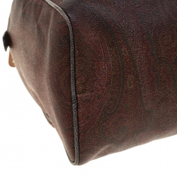 Pre Owned Etro Brown Paisley Printed Coated Canvas Boston Bag