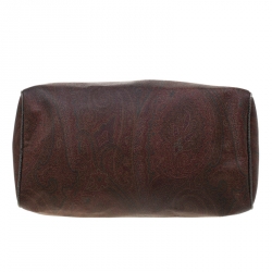Pre Owned Etro Brown Paisley Printed Coated Canvas Boston Bag