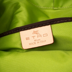 Pre Owned Etro Green Paisley Printed Coated Canvas Shopper Tote
