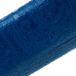 Pre Owned Etro Blue Paisley Leather Continental Wallet