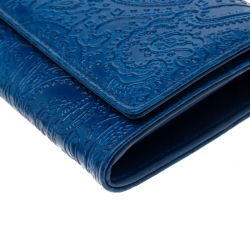 Pre Owned Etro Blue Paisley Leather Continental Wallet