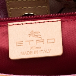 مملوكة مسبقًا حقيبة يد إيترو كانفاس مقوى طباعة بيزلي زهور بنية فاتحة/ وردية