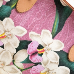 مملوكة مسبقًا حقيبة يد إيترو كانفاس مقوى طباعة بيزلي زهور بنية فاتحة/ وردية