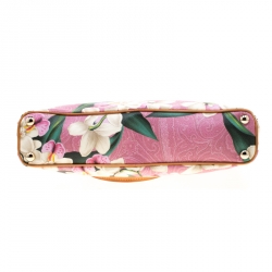 مملوكة مسبقًا حقيبة يد إي�ترو كانفاس مقوى طباعة بيزلي زهور بنية فاتحة/ وردية