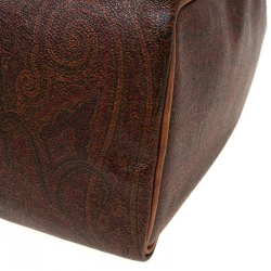 Pre Owned Etro Brown Paisley Printed Coated Canvas and Leather Boston Bag             