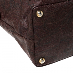 Pre Owned Etro Multicolor Paisley Printed Coated Canvas and Leather Embroidered Tote 